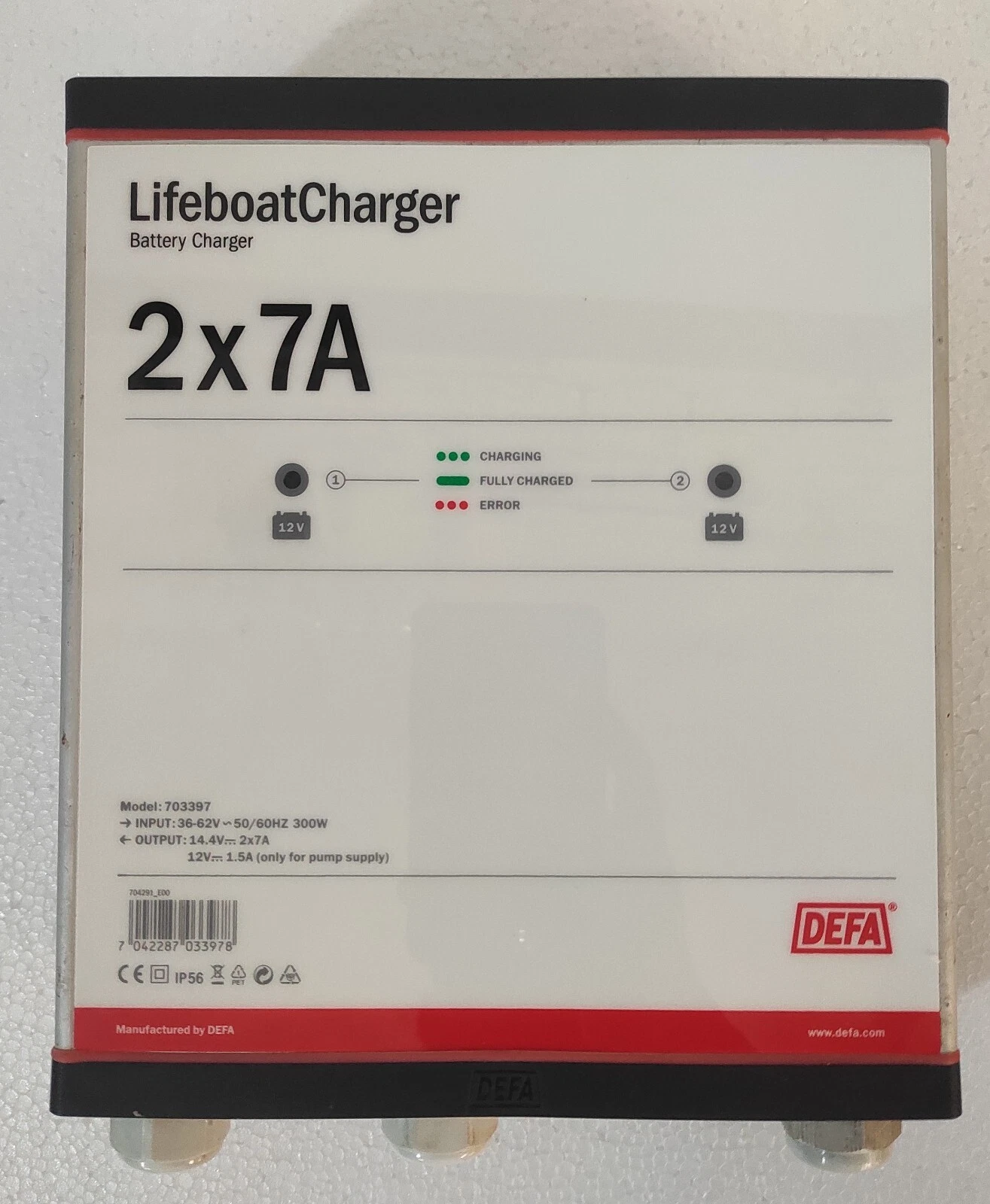 DEFA 2X7A LIFEBOAT CHARGER 36-62V/14.4V - 2X7A, MODEL: 703397